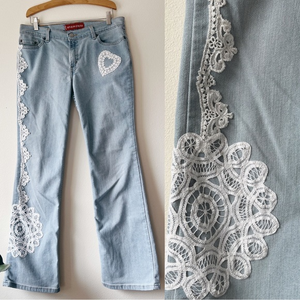 Vintage Levi’s low rise lace patchwork‎ reworked